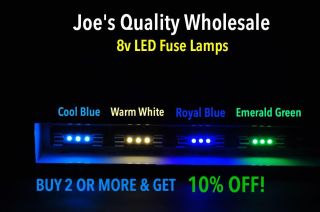 (50) Cool Blue/white Led Fuse Lamps 8v - Stereo Amplifier/qr/ba/qrx/eight 8/ Six 6
