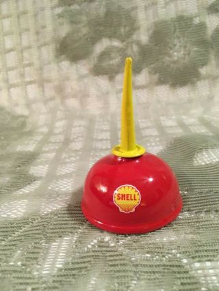 Shell Vintage Miniature Thumb Pump Oil Can Gasoline Station Gas Spout Mini