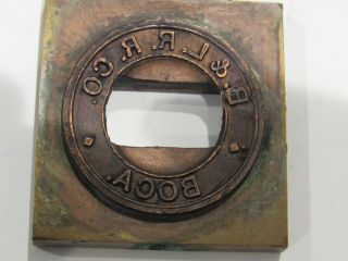 Vintage Brass B & L R.  R.  Co Boca Railroad Printers Block Plate
