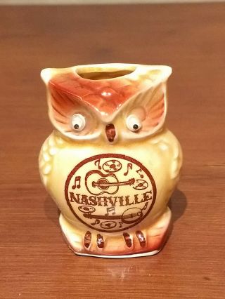 Nashville Tn Tennessee Souvenir Googly Owl Ceramic Scotty Japan Toothpick Holder