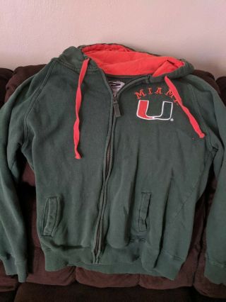 University Miami Hurricanes Zip Up Sweatshirt Womens Large Hoodie