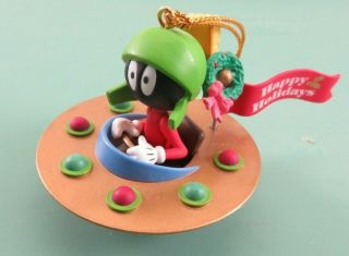 Vintage 1995 Looney Tunes Marvin The Martian In A Spaceship Christmas Ornament