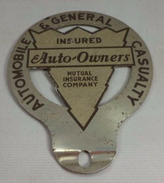 Mutual " Insured Auto Owners " Automobile & General Casualty License Plate Topper
