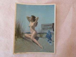 Vintage Pin Up Nude C Moss 1945 Litho " Well Dune " 427 Size 5.  3 " X 4.  3 "