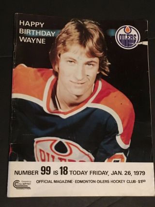 Wayne GRETZKY 18 Birthday Game PROGRAM & Photo Jan 26 1979 WHA Hockey Oilers 2