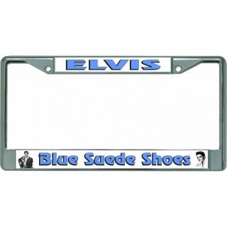 Elvis Presley Blue Suede Shoes Rock N Roll Chrome License Plate Frame Usa Made