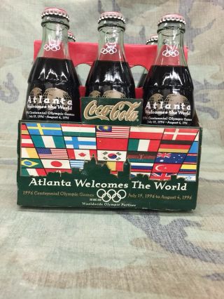 1996 Atlanta Olympics Commemorative Coca - Cola Bottles Six Pack