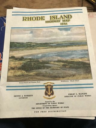 Vintage 1951 Rhode Island Highway Map And Accomodations Booklet