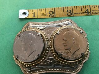 Vintage Belt Buckle 1776 - 1976 Bicentennial Eisenhower Ike Dollar Coin