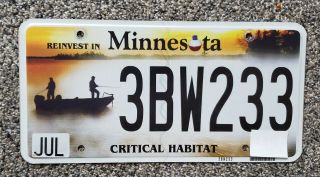 Minnesota Specialty License Plate Number Tag Critical Habitat Fishing Boat Lake