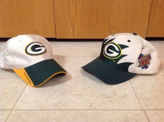 2 Green Bay Packers Hats Logo 7 Bowl Xxxi Reebok Hat Cap Adjustable Nfl