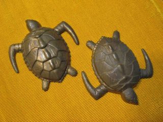 Vtg Sea Tortoise Turtle Brass Jewelry Findings Stampings 2 "