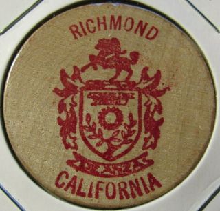 Vintage De Anza High School Auto Richmond,  Ca Wooden Nickel - Token California