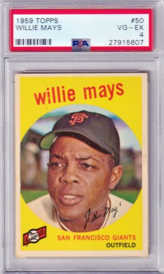 1959 Topps Willie Mays 50 Psa 4 Label Centered Beauty Of The Say Hey Kid