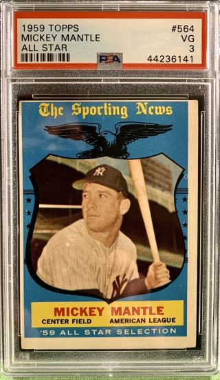 Mickey Mantle 1959 Topps Baseball All Star 564 Psa 3 Authentic Vintage Graded