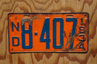 1934 North Dakota Passenger License Plate