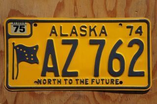 1974 1975 Alaska License Plate Az 762 -