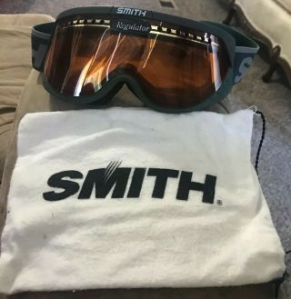 Vintage Smith Regulator Ski Snowboarding Goggles Black Frame Orange Lens Vgc.
