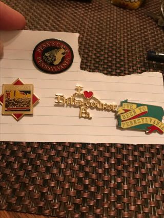 4 Unique Pennsylvania Lapel Pins,  Intercourse,  2 Penn’s Cave And I’ve Been To.