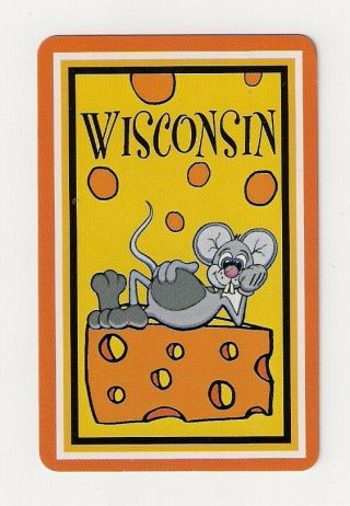 Bridge Size Deck Souvenir Playing Cards From Wisconsin,  Cheese,  Mouse,  Orange
