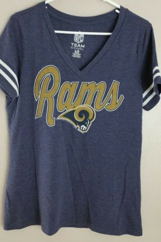 Nfl Rams Womens Graphic V Neck T Shirt Blue Size L