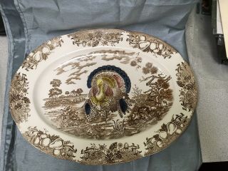 Vintage Thanksgiving Turkey Platter 18x 13 1/2
