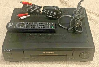 Sony Slv - 679hf Video Cassette Recorder Hifi Stereo Vcr Vhs With Remote Cables