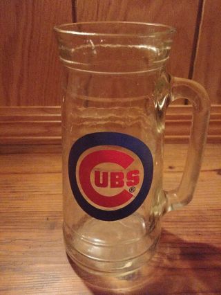 Vintage Chicago Cubs Fisher Nuts Beer Mug Thick Clear Glass