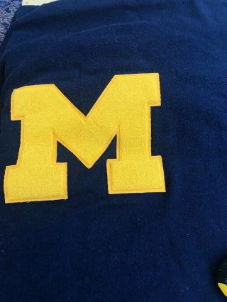 Huge Vintage University Of Michigan Wolverines Wool 90 " X 132 " Wool Blanket