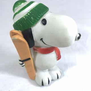 Vintage 1966 Peanuts Collectible Snoopy Skiing Figurine Squeaky Toy Schultz