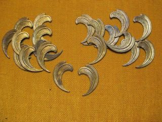 Vtg Feather Duos Left & Right Brass Jewelry Findings Stampings 1 "
