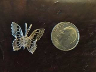 Vtg Sterling Silver Purple Amethyst Butterfly Pendant EUC. 2