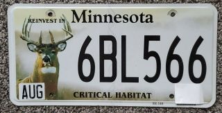 License Plate,  Minnesota,  Critical Habitat,  Deer Elk