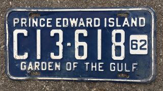 Authentic 1962 Prince Edward Island License Plate Canada Garden Of The Gulf Pei