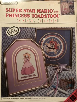 Vintage Nintendo 1990 Princess Peach Mario Cross Stitch Pattern