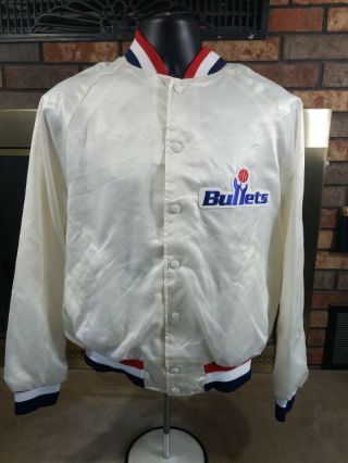 Vintage Washington Bullets Nba Basketball Satin Jacket Blue/white/red Size Large