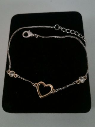 Vintage Anklet Chain With Heart And Stone
