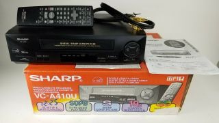 Sharp Vc - A410u Video Cassette Recorder 4 Head Picture Vcr With Remote,  Box