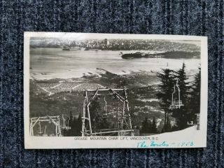 1953 Grouse Mountain Chair Lift North Vancouver Bc Canada Vintage Post Card