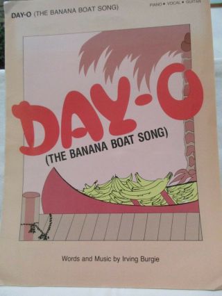 Day - O The Banana Boat Song Vintage Piano Sheet Music Guitar Chords Lyrics 1967