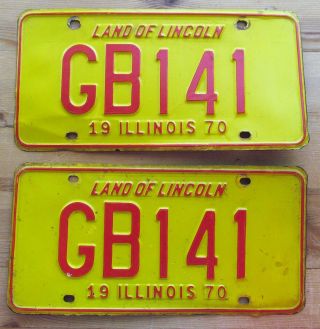 Illinois 1970 License Plate Pair - Quality Gb141