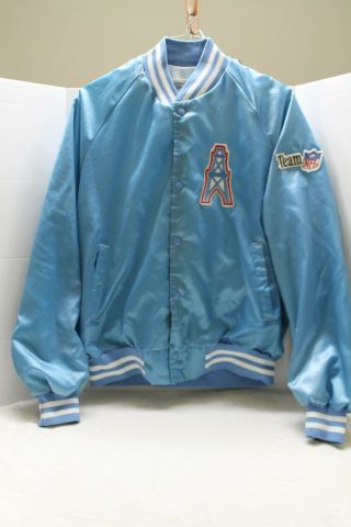 Rare Vintage 80s 90s Houston Oilers Nfl Satin Jacket L Chalk Line Usa