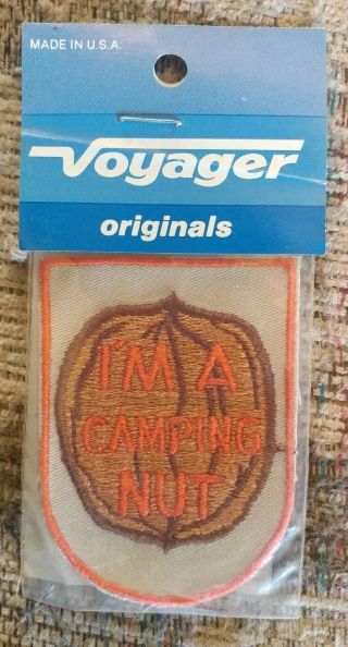 Vintage Nip Camping Nut Voyager Patch Travel Souvenir Rv Camper Campground