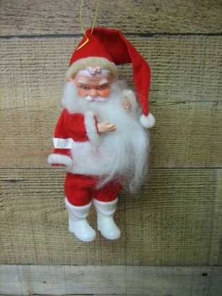 Vintage Fantasy Toy Santa Claus Ornament 9 " Red Felt Christmas Santa W/ Tag