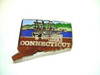 Connecticut State Cloisonne Style Vintage Pin From The 80 