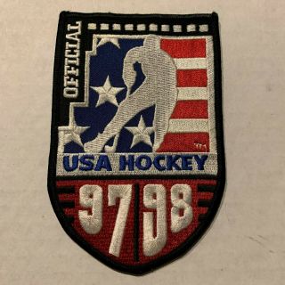 1997 - 98 Usa Hockey Official Patch 4x6 United States Hockey Red White And Blue