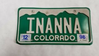 Vintage Colorado Personalized License Plate " I Nanna " Or " In Anna "