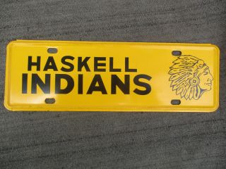 Vintage 1960s - 70s Haskell Texas High School Indians Mascot License Plate Topper