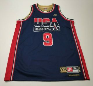 Vintage Authentic Michael Jordan Nike Usa Olympic Dream Team Blue Jersey Xl