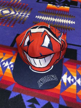 Vintage Rare Cleveland Indians The Game Big Logo Snapback Hat